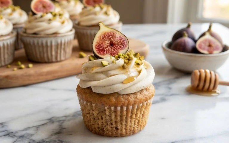 Fig Cupcakes with Honey Cream Cheese Frosting