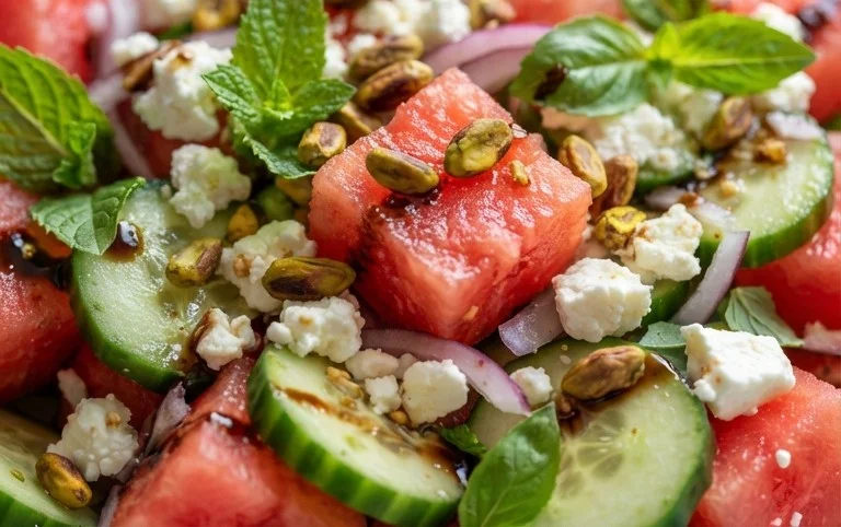 Watermelon Salad with Cucumber and Feta
