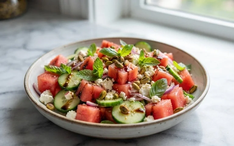 Watermelon Salad with Cucumber and Feta