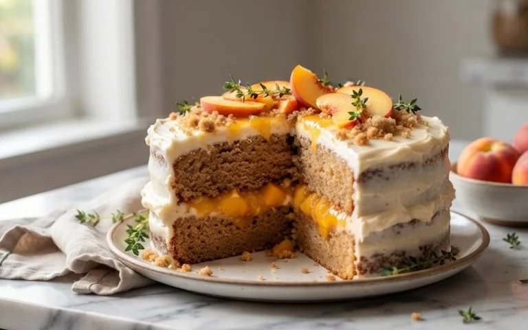 Brown Sugar Layer Cake with Peach Filling