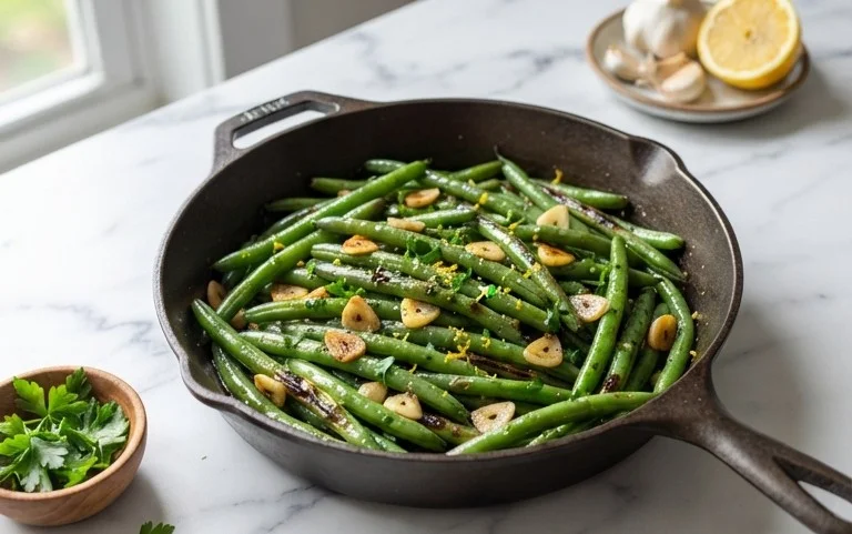 Sautéed Green Beans Recipe with Garlic