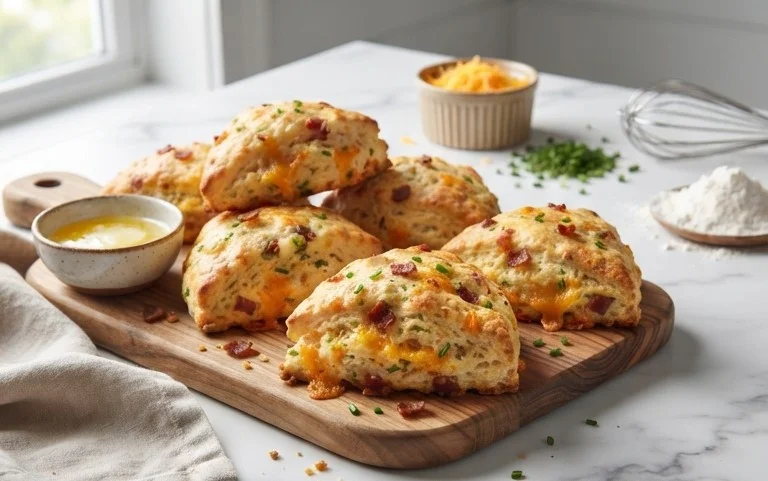 Beef Bacon Cheddar and Chive Scones